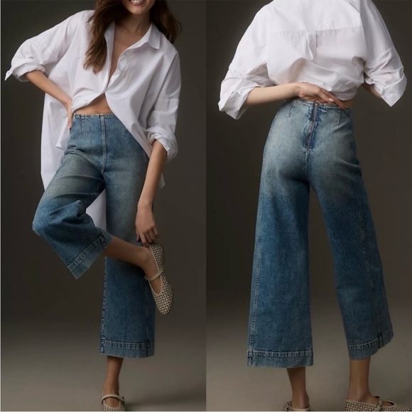 Pilcro Kick Flare Mid-Rise Crop (Tall) Jeans - Picture 1 of 9
